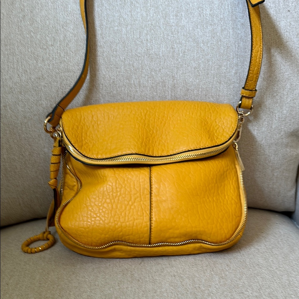 Yellow (mustard) Leather Crossbody Bag by Vince Camuto